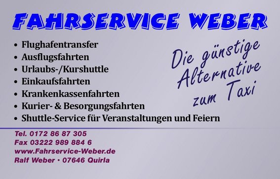 Fahrservice Weber in Quirla Stadt Stadtroda - Logo