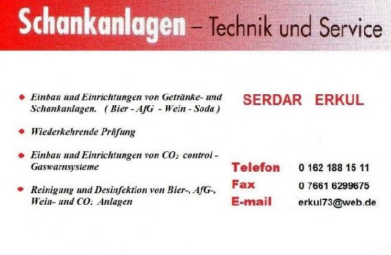 ERKUL SCHANKANLAGEN Technik & Service - FREIBURG Inh.Serdar ERKUL in Stegen - Logo