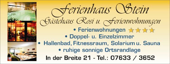 Ferienhaus Stein / Gästehaus Rosi u. Ferienwohnungen in Bad Krozingen - Logo